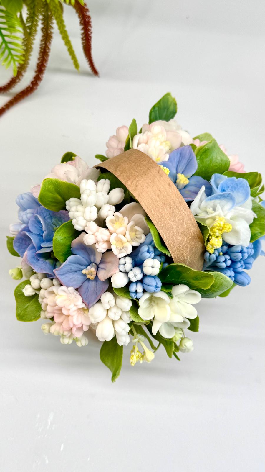 Mini Bouquet di sapone in cestino di Vimini