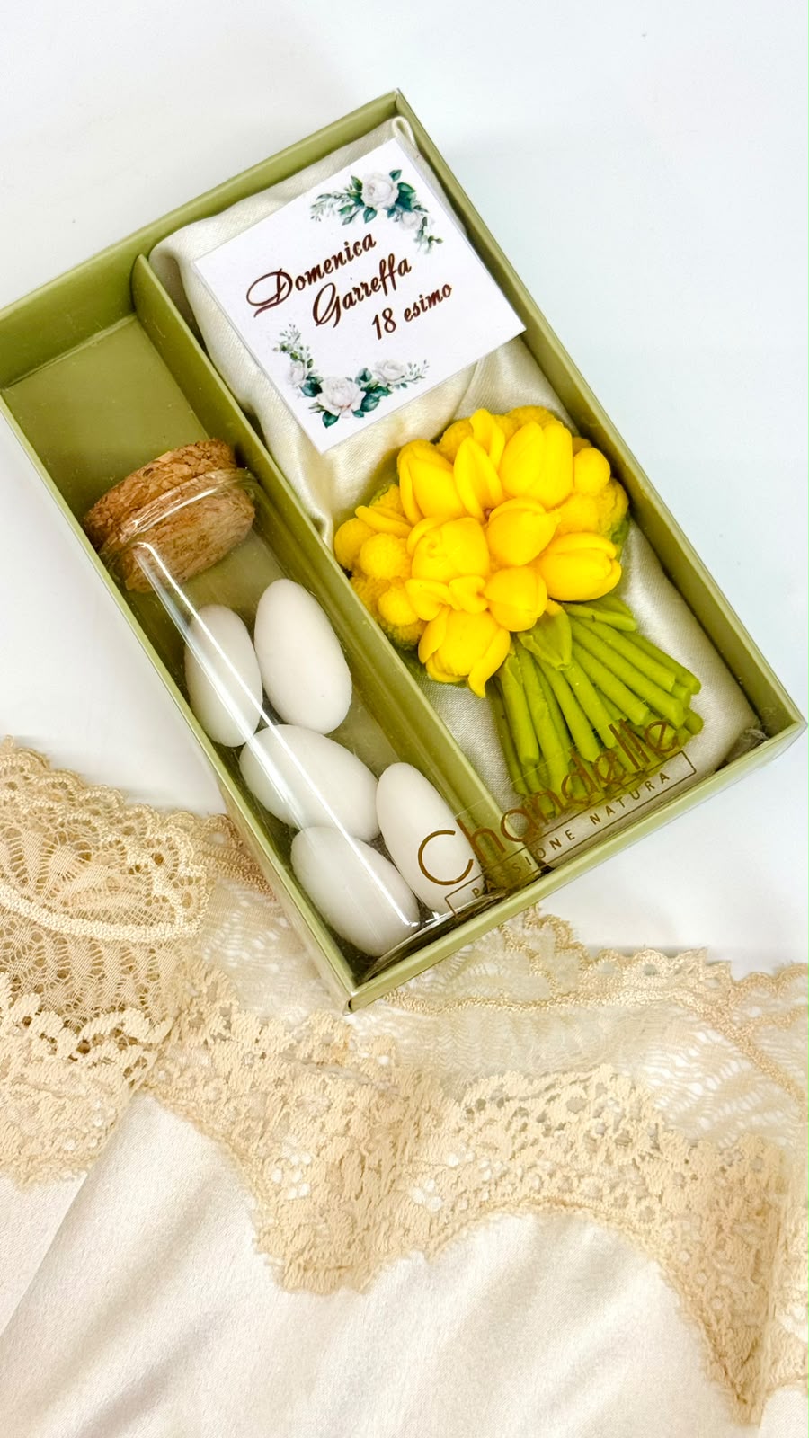 Mini Bouquet di Tulipani con confetti in ampolla